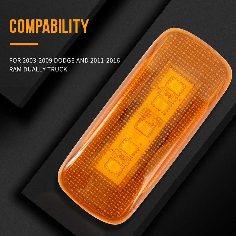 HUSUKU 4PCS 5Led Colorful Lens Dual Cab Bed Fender LED Side Marker Lights For 2010-2017 Dodge Ram 2500 3500 (2x Amber, 2x Red) - Image 2